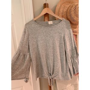 cozy gray bell sleeve shirt